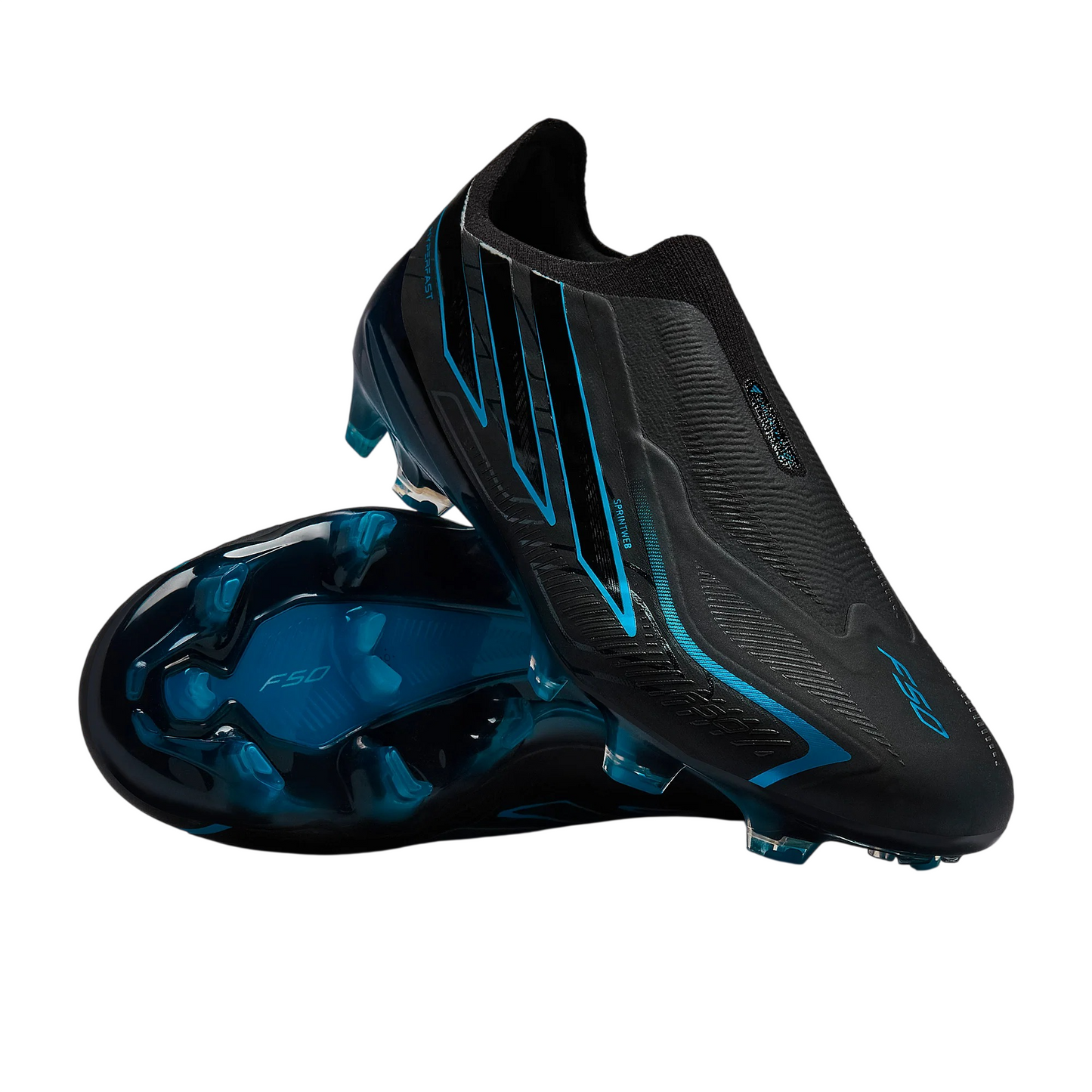 Adidas F50 Hyperfast Elite Laceless FG Core Black/Lucid Ray Blue